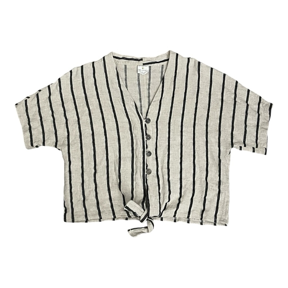 By Together Black and Cream Striped Top Size Medium